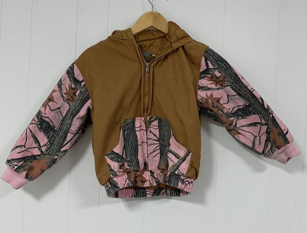 Outdoor Habitat Pink Brown Camo Hooded Coat Zipper Front Pockets Girls 7T